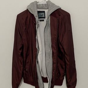 Maroon Bomber Jacket Hoodie
